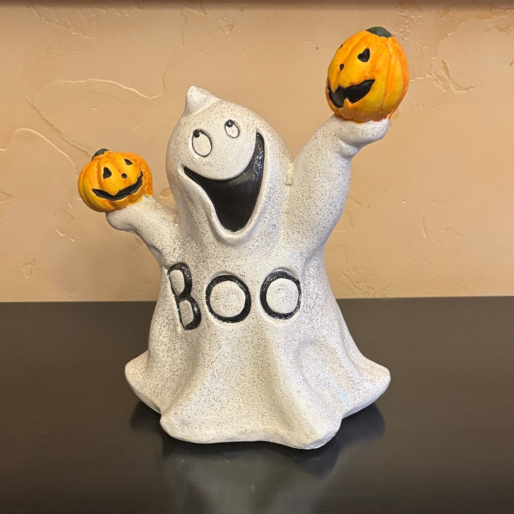 Halloween Ghost Figurine with Pumpkins